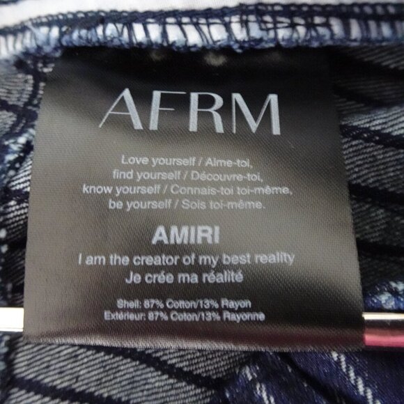 AFRM Denim Maxi Skirt Women's Size 25 Blue Pinstripe Long Back Slit - Picture 11 of 12